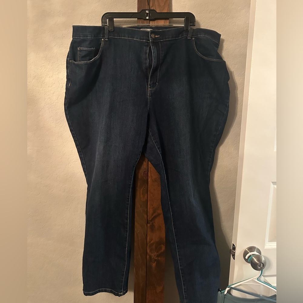 Catherine's Right Fit Curvy Straight Leg Dark Blue Denim Jeans Size 26W